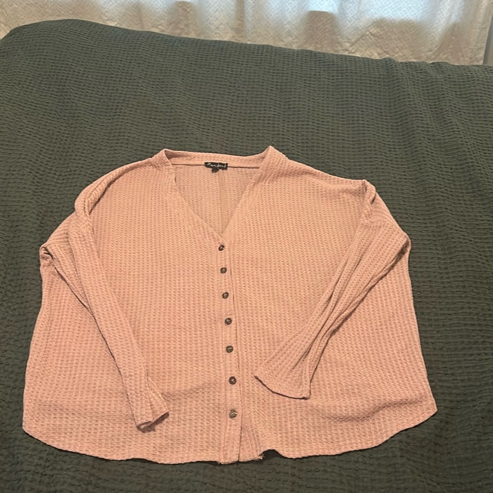 Racheal Waffle Button Up Blouse